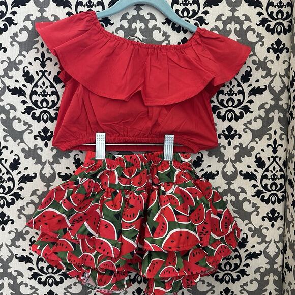 Fayimei Baby Girl Set | 12–18M (80)| Red Ruffle‎ Top & Watermelon Bloomers - Picture 3 of 7